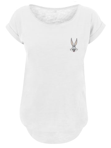 F4NT4STIC Long Cut T-Shirt Looney Tunes Bugs Bunny Breast Print in weiß