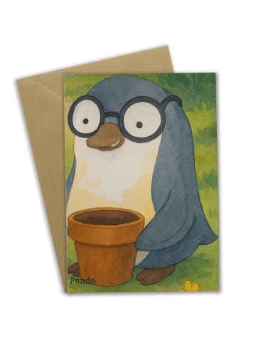 Mr. & Mrs. Panda neujahrskarte Pinguin Opa Blumen pflanzen Desig... in Weiß