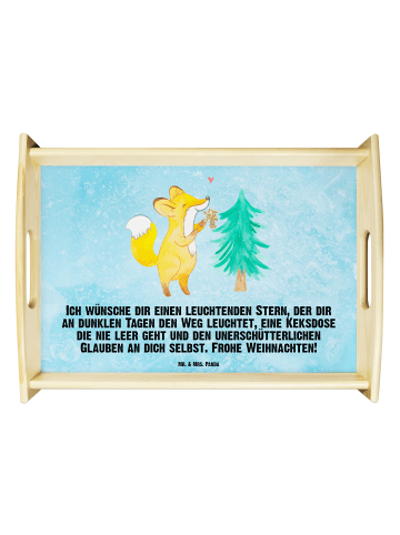 Mr. & Mrs. Panda Sofa Tablett Fuchs  Weihnachtsbaum mit Spruch in Eisblau