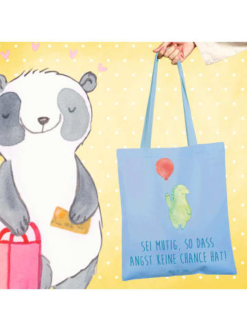Mr. & Mrs. Panda Shopping Tasche Angst überwinden mit Spruch in Sky Blue