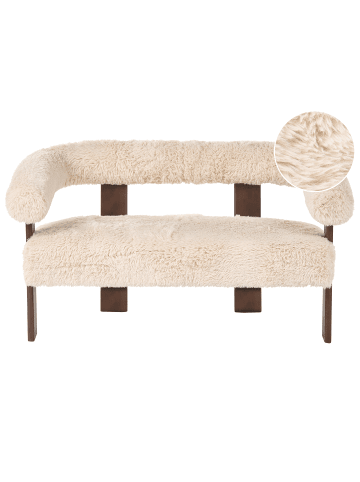 Beliani 2-Sitzer Sofa ILBRO in Weiß/Braun - (W) 138 x (H) 76 x (L) 68 cm