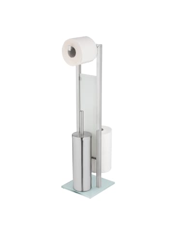 Wenko Toilettenpapierständer mit Ersatzrollenhalter und WC-Bürste RIVALTA in Silbern