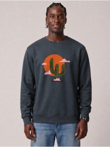 wat? Apparel Sweatshirt Kaktus im Sonnenuntergang in India Ink Grey