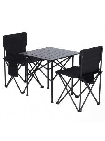 MCW Campingset Q39 Tisch 2x Stuhl, Schwarz