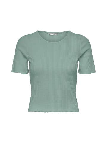 ONLY Geripptes Cropped T-Shirt Kurzes Rundhals Top Bauchfrei ONLEMMA in Mint