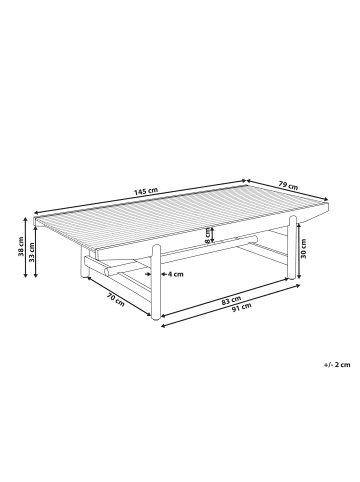 Beliani Gartentisch GIAVENO in Braun - (W) 79 x (H) 38 x (L) 145 cm