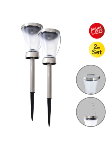 näve LED Solarleuchte "VERONICA" in stahl-blank - (L)9 cm x (B)9 cm x (H)39.5 cm