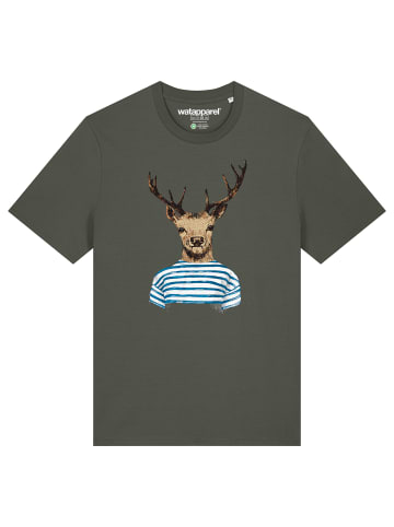 wat? Apparel T-Shirt Hirsch in Khaki