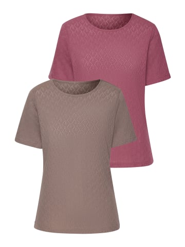 Vivance Kurzarmshirt in taupe, beere