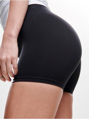 ONLY Elastische Mini Leggins Shorts 2-er Pack Hotpants Hose ONLVICKY in Schwarz