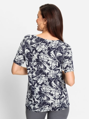 WITT WEIDEN Kurzarmshirt in marine-ecru-bedruckt