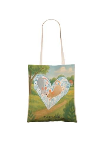 Mr. & Mrs. Panda Shopper Bag Mäuse Herz Design ohne Spruch in Weiß
