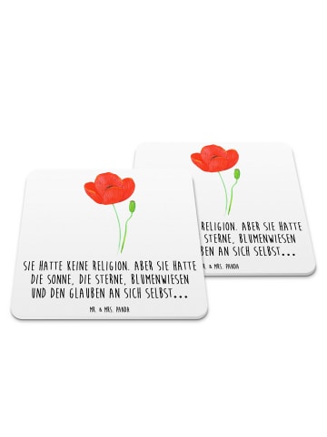 Mr. & Mrs. Panda Tischuntersetzer Blume Mohnblume mit Spruch in Weiß