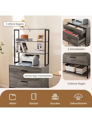 COSTWAY Aktenschrank Lagerregal 4 Ebenen in Grau