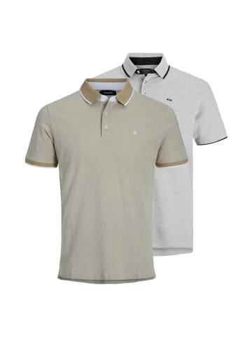 Jack & Jones Poloshirt 2er Pack in Beige/Grau