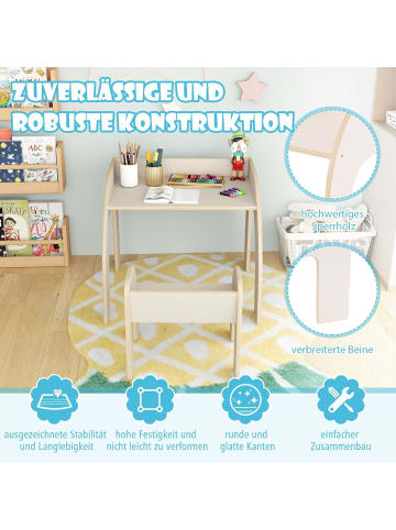 COSTWAY Kindertisch mit Stuhl in Weiß
