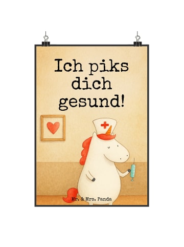 Mr. & Mrs. Panda Poster Einhorn Krankenschwester Design mit Spruch in Weiß