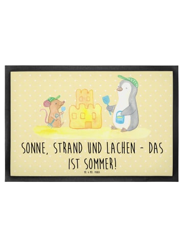 Mr. & Mrs. Panda Bodenvorleger Sommerfreude mit Spruch in Gelb Pastell