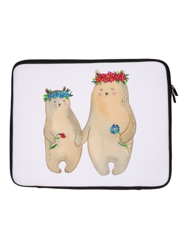 Mr. & Mrs. Panda Notebook Tasche Bären mit Blumenkranz ohne Spruch in Weiß