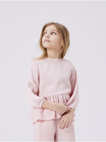 name it Langarmshirt Knopfverschluss Rundhals bequem in Lila