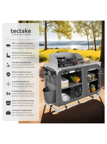 tectake Camping-Klapptisch, Maße: 116 x 52 x 107 cm, wetterbeständig