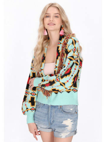 IZIA Women Cardigan in turquoise multicolor
