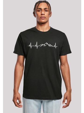 F4NT4STIC T-Shirt Herzschlag Berge Wandern in schwarz