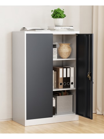 VCM  Büroschrank Stahlschrank abschließbar Malivo 3fach in Weiß / Anthrazit