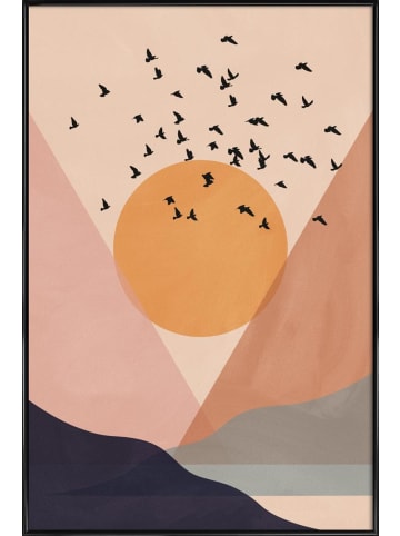 Juniqe Poster in Kunststoffrahmen "Sun Flock" in Bunt