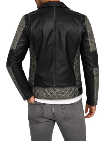 Reichstadt Herren Slim Fit Echtleder Jacke in Fungi Green