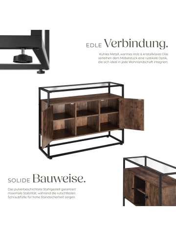 tectake Flurschrank, 100 x 38 x 80,5 cm Holz und Stahl, Glasplatte