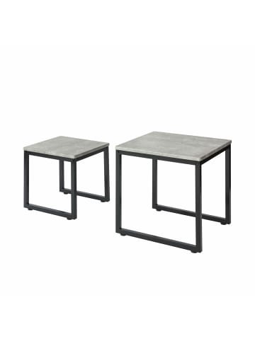 SoBuy 2er Set Couchtisch in Grau / Schwarz - (B)50 x (H)50 x (T)50 cm