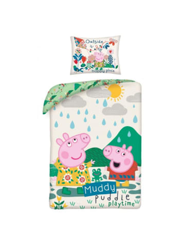 Peppa Pig Peppa Pig Bettwäsche Set aus Baumwolle Bettdeckenbezug 140 × 200 in Mehrfarbig