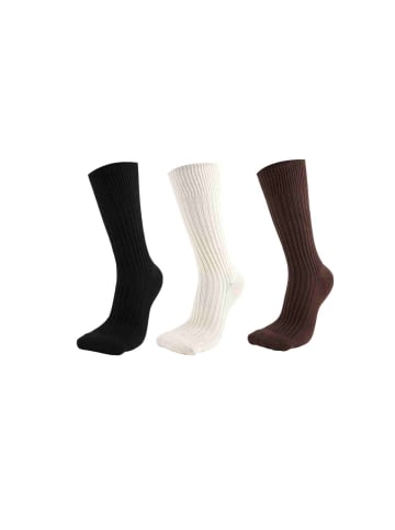 MUNADUNA 3er-Set Classic Socken in Schwarz/Weiß/Braun 35-39