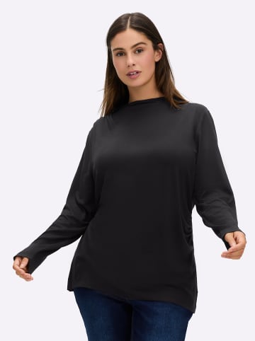 sheego Langarmshirt in schwarz