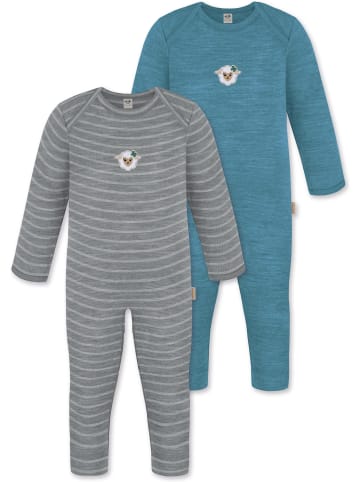 Normani Outdoor Sports 2er Pack Baby Merino Strampler „Waverly“ in Grau/Blau