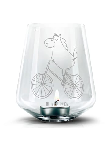 Mr. & Mrs. Panda Kerzenglas Einhorn Radfahrer ohne Spruch in Transparent