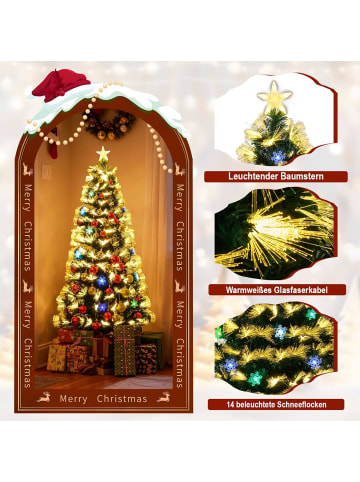 COSTWAY 150 cm Künstlicher Weihnachtsbaum mit Beleuchtung in Grün