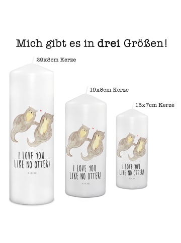 Mr. & Mrs. Panda Wachskerze Otter Hände halten mit Spruch in Weiß