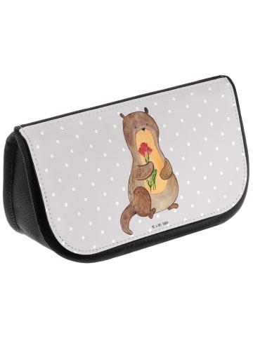 Mr. & Mrs. Panda Kulturbeutel Otter Blumenstrauß ohne Spruch in Grau Pastell