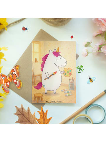 Mr. & Mrs. Panda Grußkarte Einhorn Künstler Design ohne Spruch in Weiß