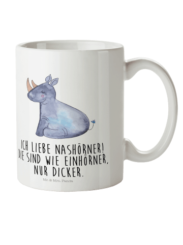 Mr. & Mrs. Panda Campingbecher Einhorn Nashorn mit Spruch in Weiß