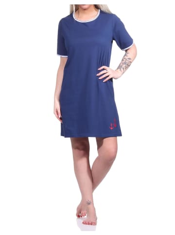 NORMANN maritimim Nachthemd kurzärmliges Bigshirt Rundhals - 74400 in marine