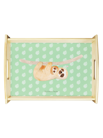 Mr. & Mrs. Panda Deko Tablett Faultier Kind ohne Spruch in Tropengrün