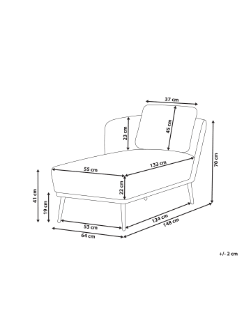 Beliani Chaiselongue ARTHEZE in Weiß/Schwarz - (W) 148 x (H) 70 x (L) 64 cm rechtsseitig