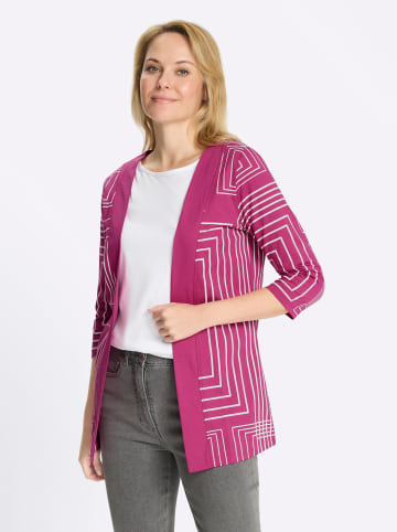 Sieh an! Long-Shirtjacke in magenta-ecru-bedruckt
