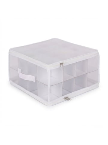 relaxdays Weihnachtskugel-Aufbewahrungsbox in Transparent/ Weiß - (B)36 x (H)18 x (T)36 cm