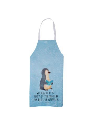 Mr. & Mrs. Panda Schürze Pinguin Buch mit Spruch in Eisblau
