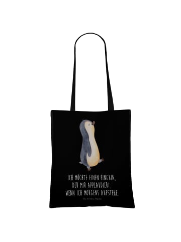 Mr. & Mrs. Panda Stoffbeutel Pinguin mHerzieren mit Spruch in Schwarz