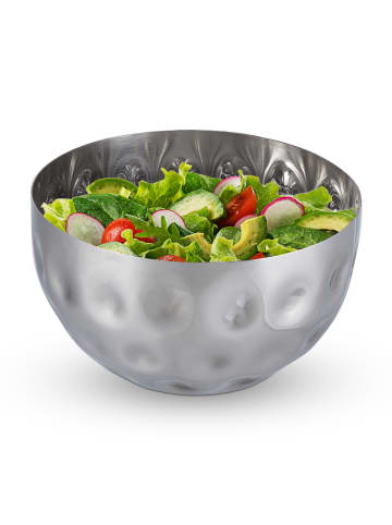 relaxdays 2 x Servierschüssel in Silber -  (H)8,5 x Ø 15 cm